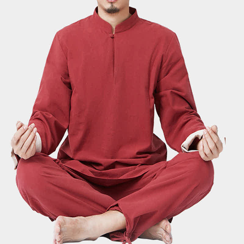 Mythstone Spiritual Zen Meditation Yoga Prayer Practice Cotton Linen Clothing Men's Set