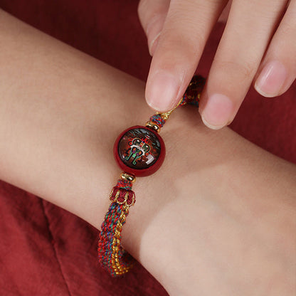 Mythstone Colorful Rope Cinnabar Thangka Blessing Braided Bracelet