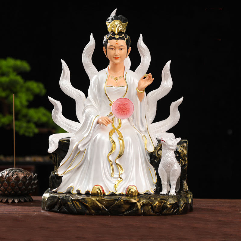 Mythstone Nine Tailed Fox Fairy Luck Protection Resin Home Decoration