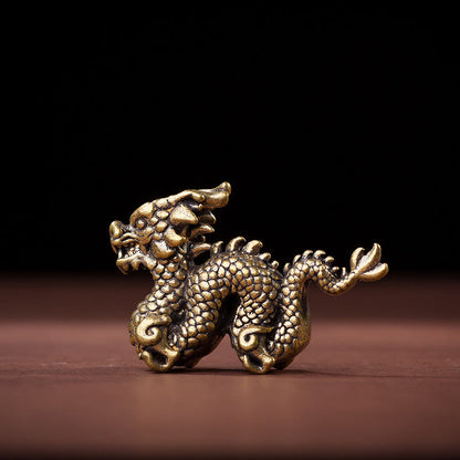 Mythstone Year Of The Dragon Small Auspicious Brass Dragon Luck Success Home Decoration