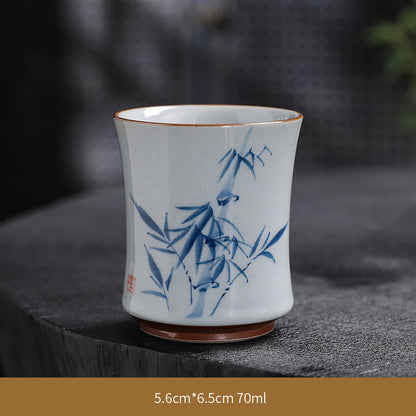 Mythstone Lotus Flower Leaf Bamboo Ceramic Teacup Kung Fu Tea Cups