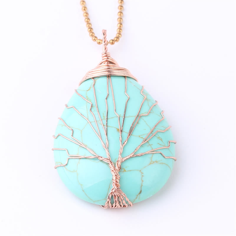 Mythstone Natural Quartz Crystal Tree Of Life Healing Energy Necklace Pendant