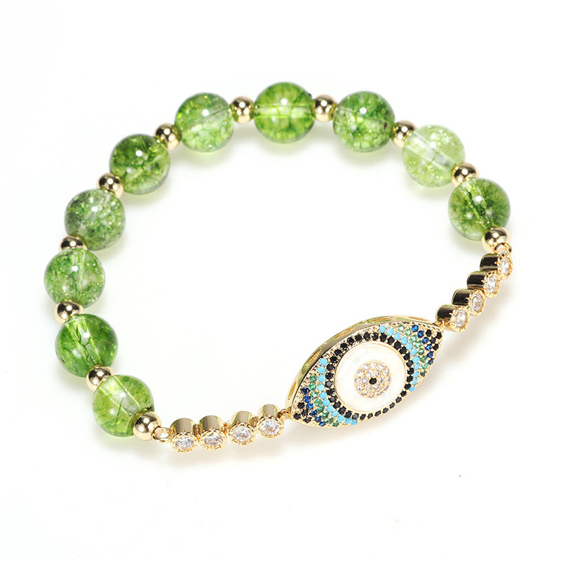 MythStone Natural Peridot Evil Eye Abundance Bracelet