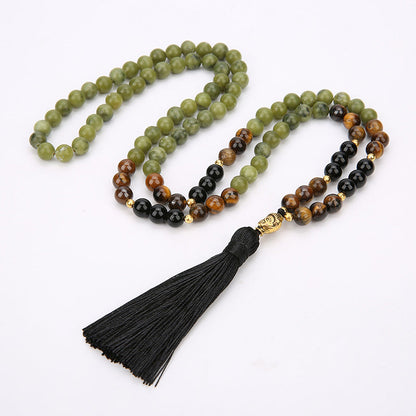 Mythstone Tibetan Green Jasper Protection Mala Bracelet