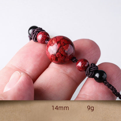 Mythstone Natural Cinnabar Stones Bead Blessing Necklace Pendant