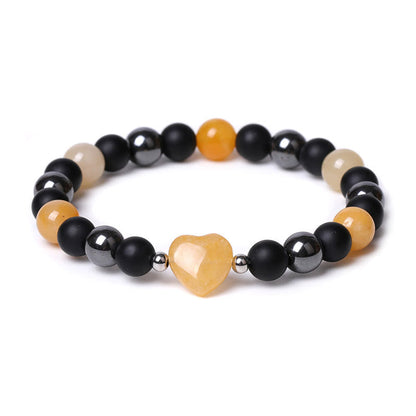 Pulsera de protección con corazón de amor y cristal de ojo de tigre y ónix negro Mythstone 