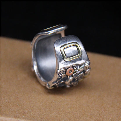 Mythstone 925 Sterling Silver Fengshui Kui Cattle Protection Adjustable Ring