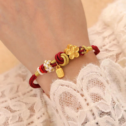 MythStone Peach Blossom Happiness Charm Luck Red String Bracelet