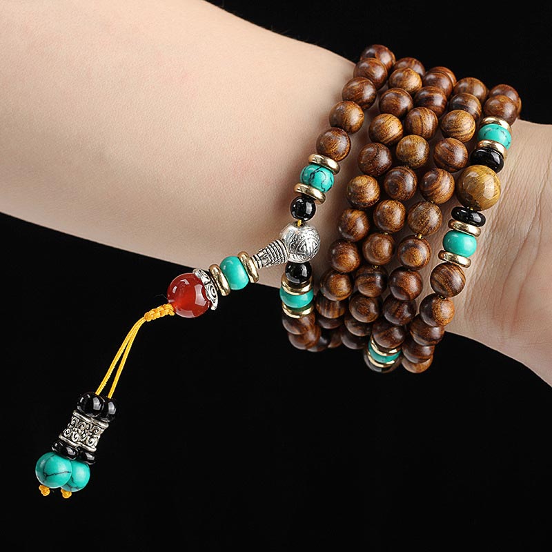 Mythstone 108 Beads Rosewood Tiger Eye Mala Healing Bracelet