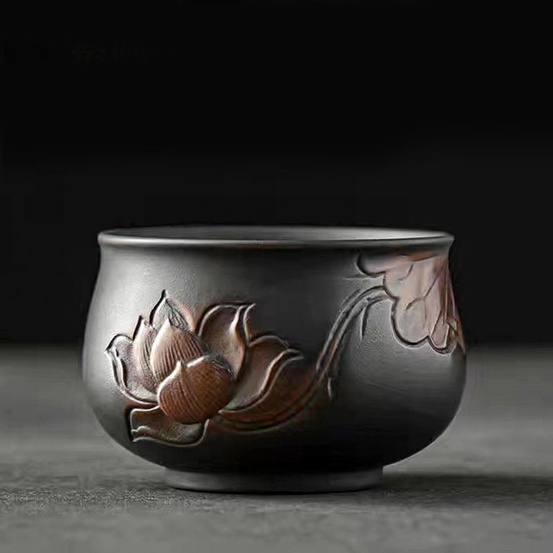 Mythstone Lotus Leaf Flower Landscape Dragon Bamboo Ceramic Teacup Kung Fu Tea Cup Bowl