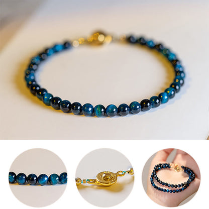 Mythstone Natural Blue Tiger Eye Stone Protection Chain Bracelet