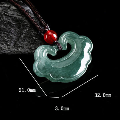 Mythstone Natural Green Jade Chinese Lock Charm Luck Necklace Pendant