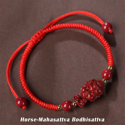 Mythstone Chinese Zodiac Natal Buddha Cinnabar Amulet Blessing String Bracelet