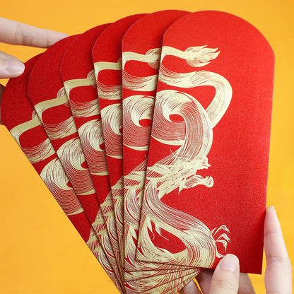 Mythstone 6Pcs Chinese Red Envelope Year of the Dragon Lucky Money Envelopes 2024 Chinese New Year Dragon Year Envelope