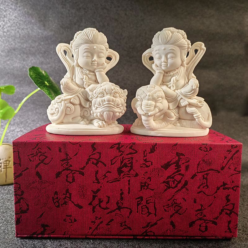 Mythstone Mini Ivory Fruit Tathagata Buddha Lotus Kwan Yin Avalokitesvara Manjusri Samantabhadra Serenity Desk Decoration