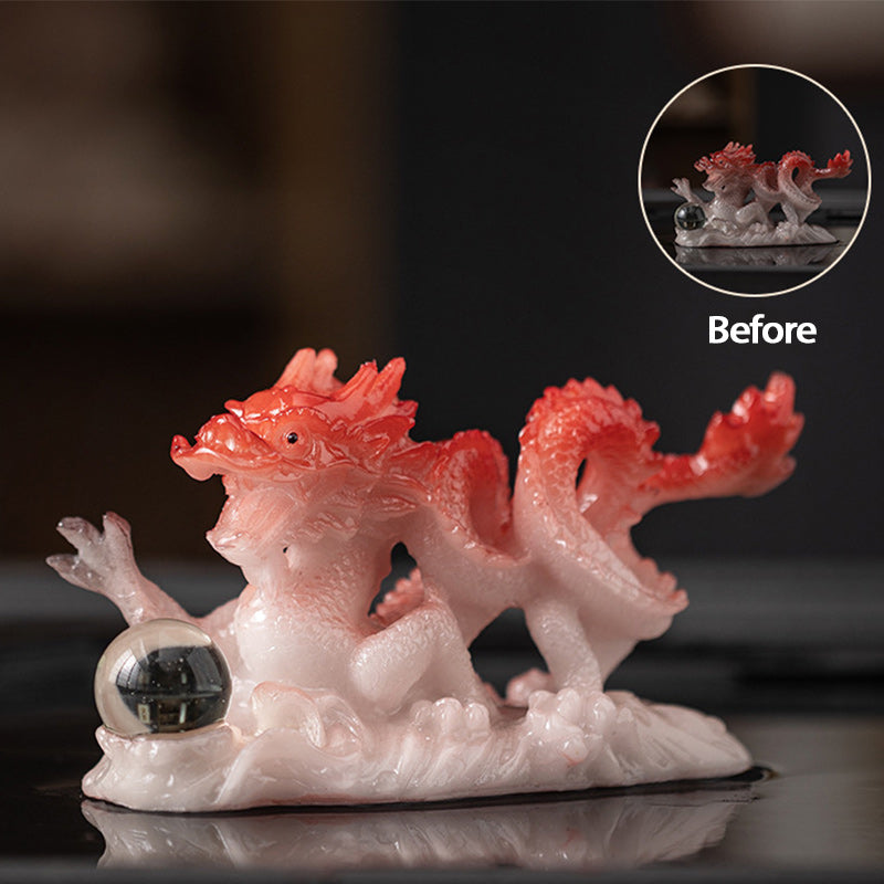 Mythstone Year Of The Dragon Color Changing Resin Luck Success Tea Pet Home Figurine Decoration