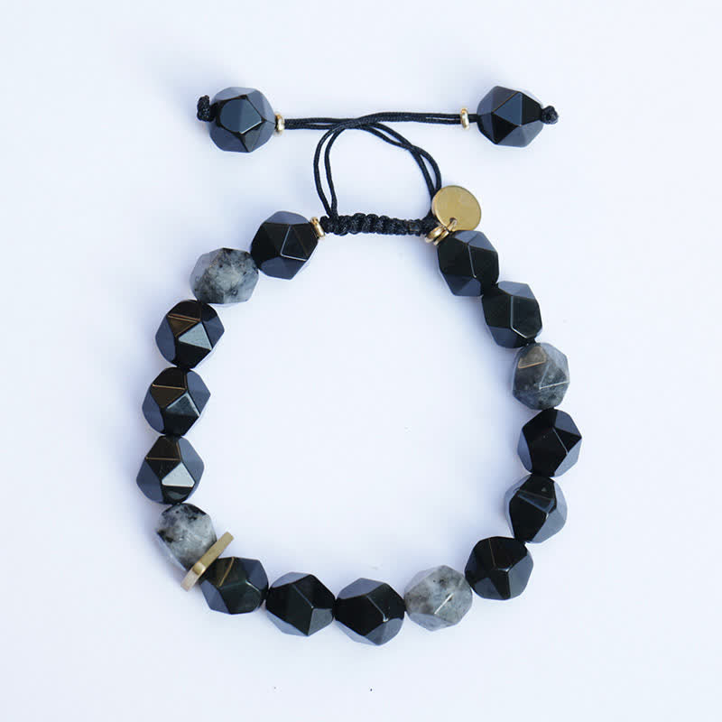 Pulsera purificadora con piedra de obsidiana negra y purpurina negra Mythstone 