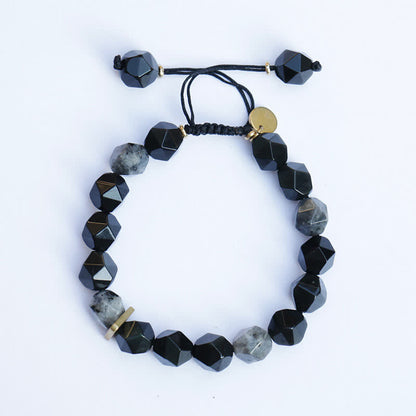 Pulsera purificadora con piedra de obsidiana negra y purpurina negra Mythstone 