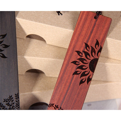 Mythstone Sun Tree Ebony Wood Small Leaf Red Sandalwood Bookmarks With Gift Box