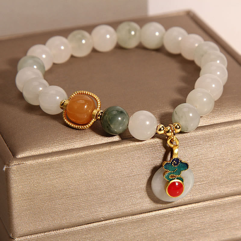 Mythstone Jade Auspicious Clouds Red Agate Citrine Prosperity Bracelet