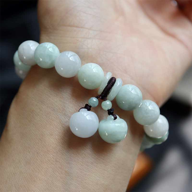 Mythstone Natural Jade Pi Xiu Buddha Gourd Apple Success Bracelet