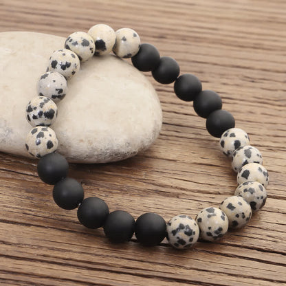 108 Mala Beads Zebra Jasper Frosted Stone Protection Tassel Bracelet