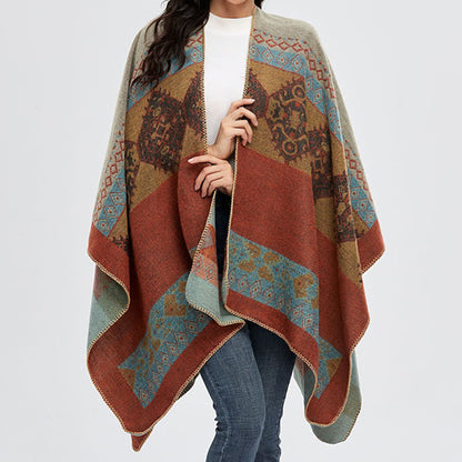 Mythstone Tibetan Shawl Diamond Pattern Winter Warm Cloak Scarf