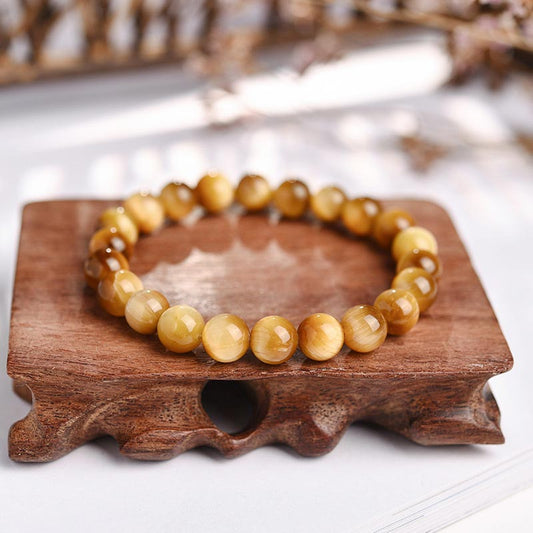 Mythstones  Anxiety Stress Healing Crystal Tiger Eye Bead Bracelet