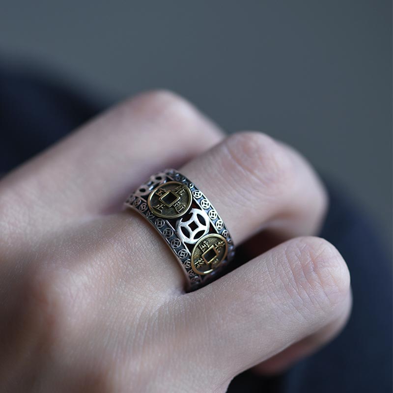 Mythstone Five-Emperor Coins Balance Adjustable Ring