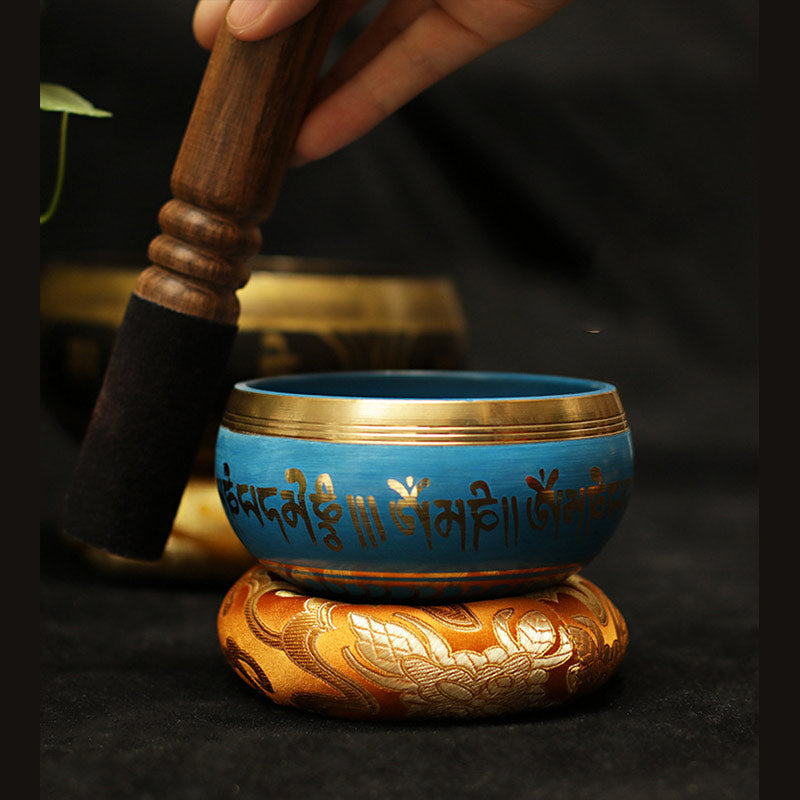 Mythstone Tibetan Meditation Sound Bowl Handcrafted for Healing and Mindfulness Support Protection Singing Bowl Set