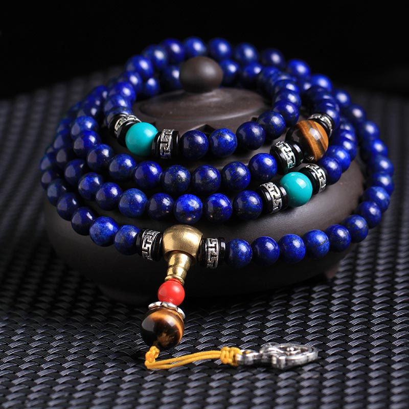 Pulsera positiva de lazurita con 108 cuentas de MythStone Mala