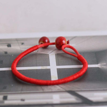 Mythstone FengShui Lucky Red String Ceramic Bracelet