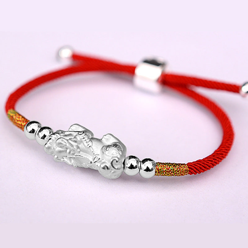 Mythstone 24K Gold-Plated PiXiu Luck Red String Bracelet