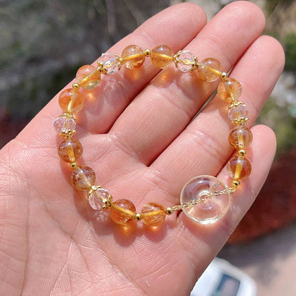 Pulsera de prosperidad con cristal citrino y hebilla de paz Mythstone