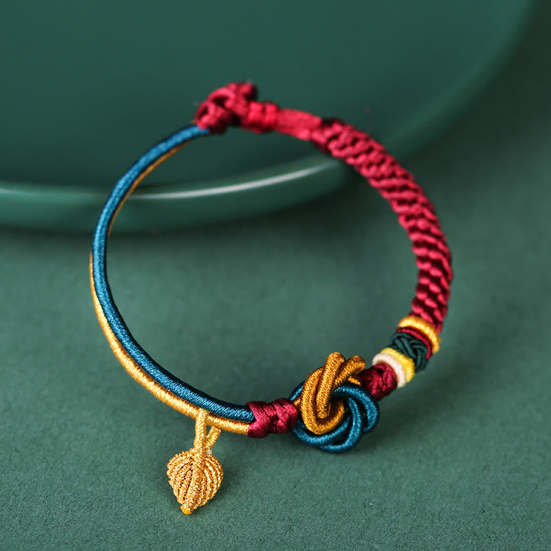 Mythstone Tibetan Handmade Mandala Knot Leaf Luck Rope Bracelet