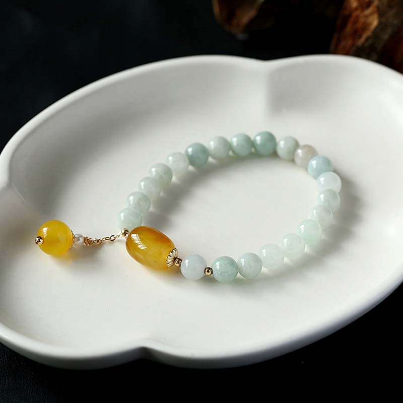 Mythstone Natural White Jade Agate Protection Bracelet