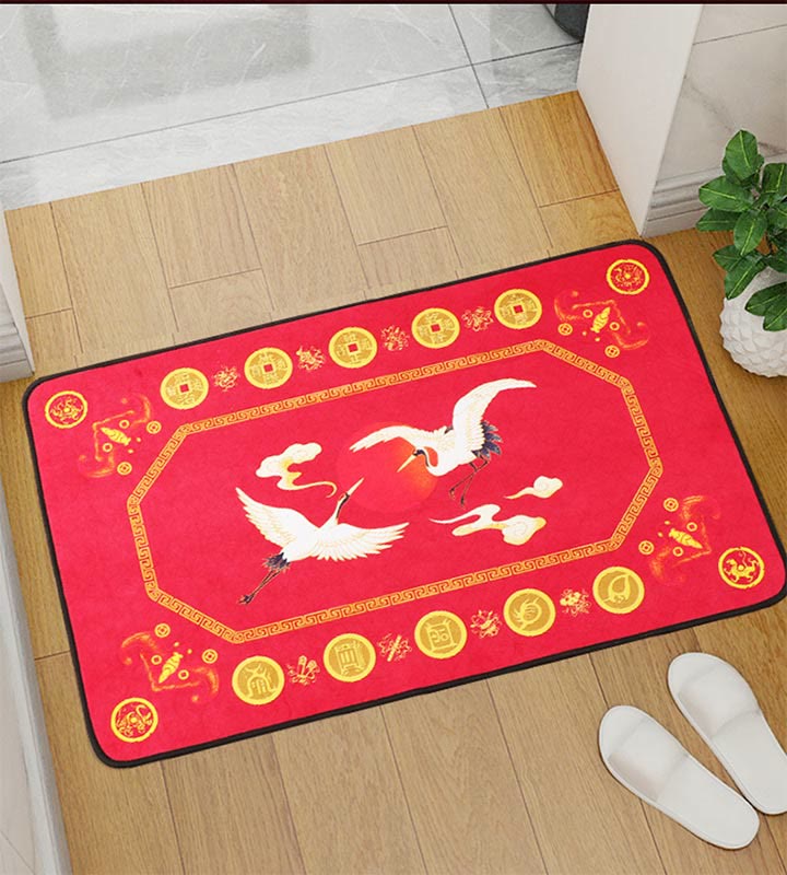 Mythstone Five Elements Lucky Crane Gourd Kirin Dragon Axe Nine Koi Fish Non-slip Foot Pad Doormat