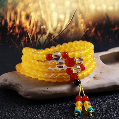 Mythstone 108 Mala Beads Yellow Chalcedony Harmony Bracelet