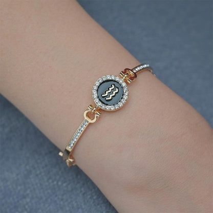 12 Constellations of the Zodiac Rhinestone Chain Adjustable Bracelet