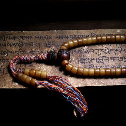 Mythstone Tibet 108 Mala Beads Yak Bone Amber Balance Bracelet