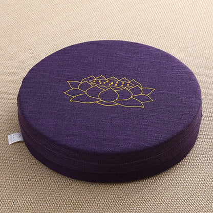 Mythstone Lotus Embroidery Cotton Linen Meditation Seat Cushion