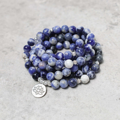 Mythstone Natural Blue Aventurine Lotus Peace Necklace Bracelet