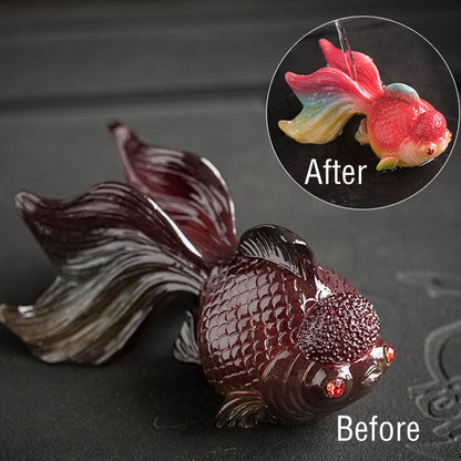 Mythstone Color Changing Koi Fish Resin Tea Pet Wealth Home Figurine Decoration