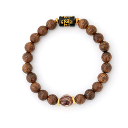 Mythstone Tibetan Sandalwood Om Mani Padme Hum Swastika Healing Bracelet