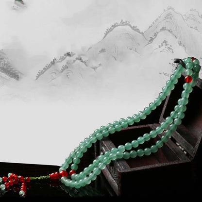 Mythstone 108 Beads Green Aventurine Red Agate Luck Mala Bracelet