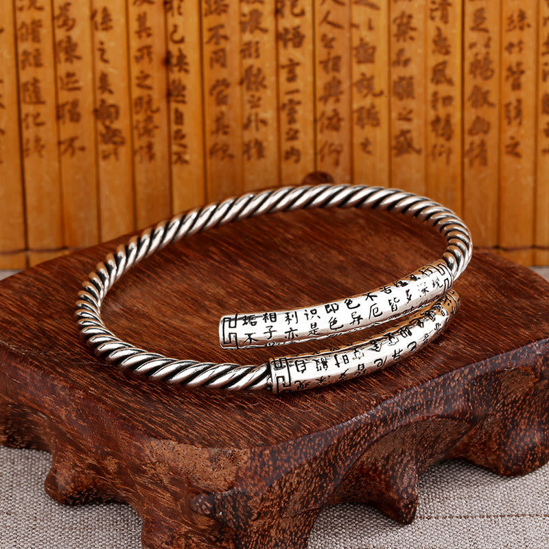 Mythstone Retro Heart Sutra Twisted Design Pattern Balance Bracelet Bangle