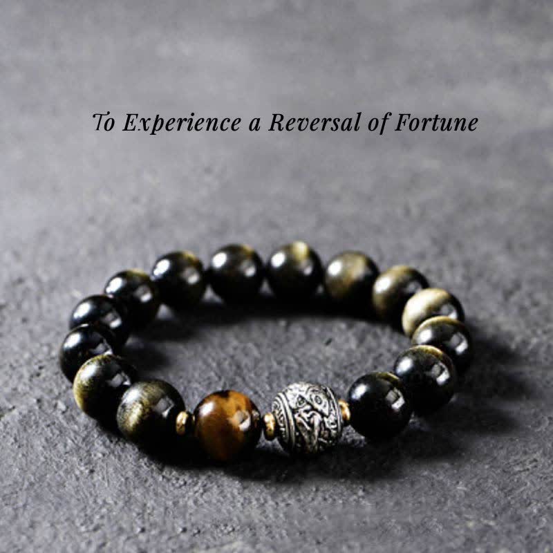 Mythstone To Experience a Reversal of Fortune Rainbow Obsidian Gold Sheen Obsidian Protection Bracelet