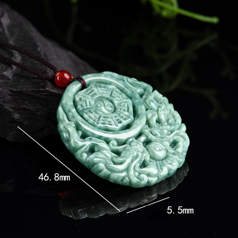 Mythstone Dragon Jade Yin Yang Balance Necklace String Pendant