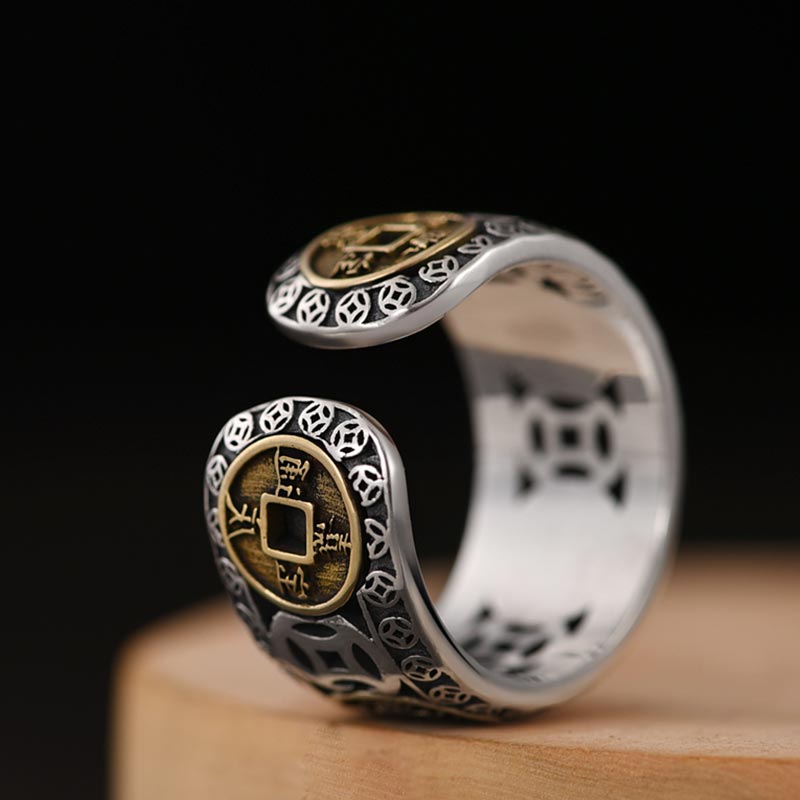 Mythstone Five-Emperor Coins Balance Adjustable Ring