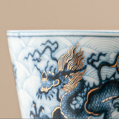 Mythstone Small Blue And White Dragon Pattern Ceramic Teacup Kung Fu Tea Cups 45ml